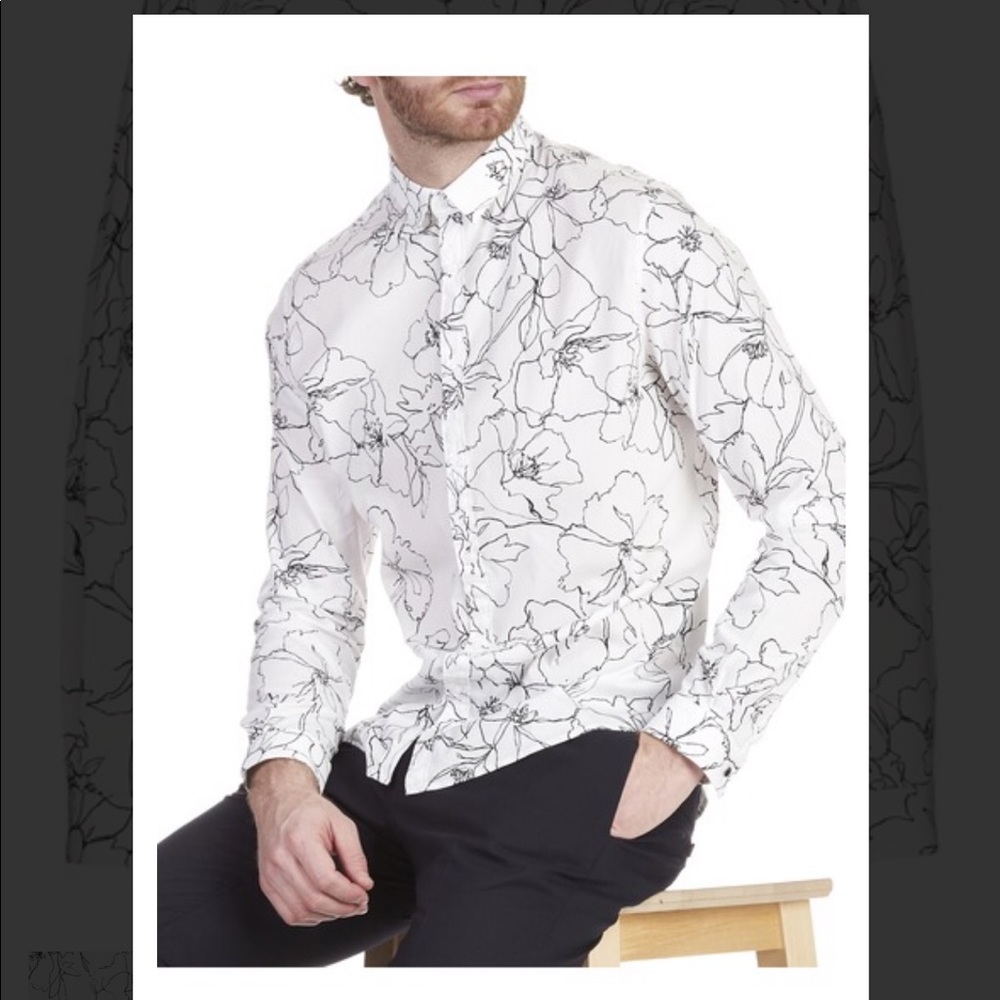 NWT IKKS mens printed cotton shirt